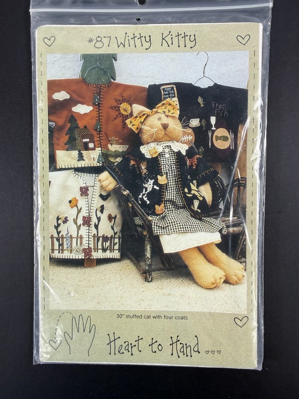 Vintage Heart to Hand #87 Witty Kitty Sewing Pattern 30" Stuffed Cat 4 Coats